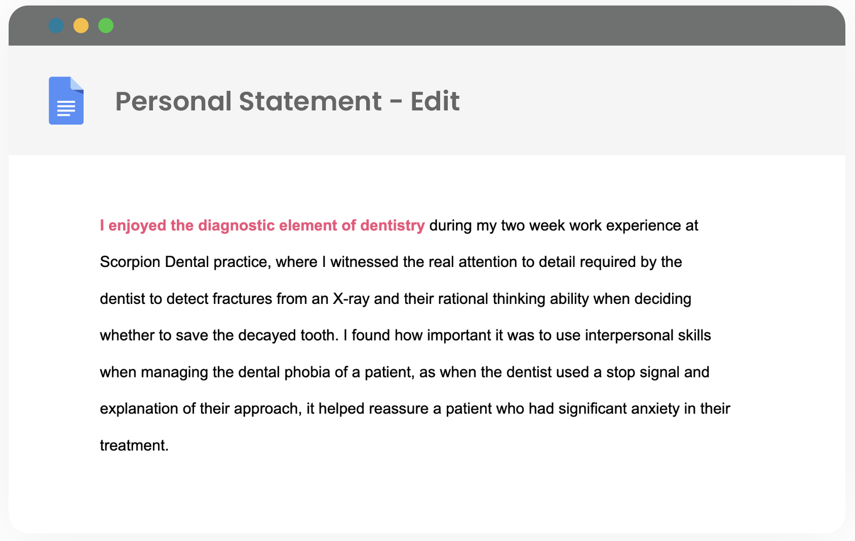 best dentistry personal statements