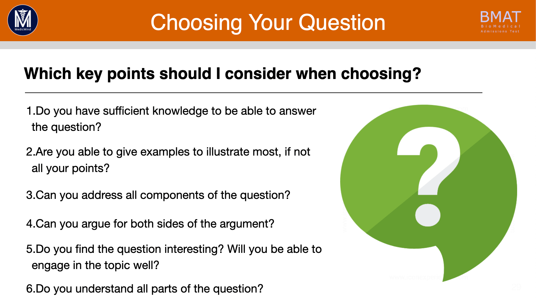 Choosing Your Question